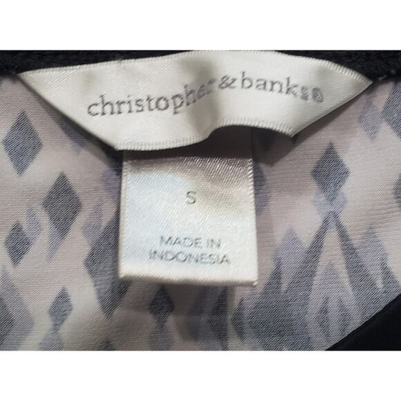 Christopher & Banks Multi Color Design 3/4 Sleeve V Neck Tunic Blouse Top Shirt - Picture 4 of 8